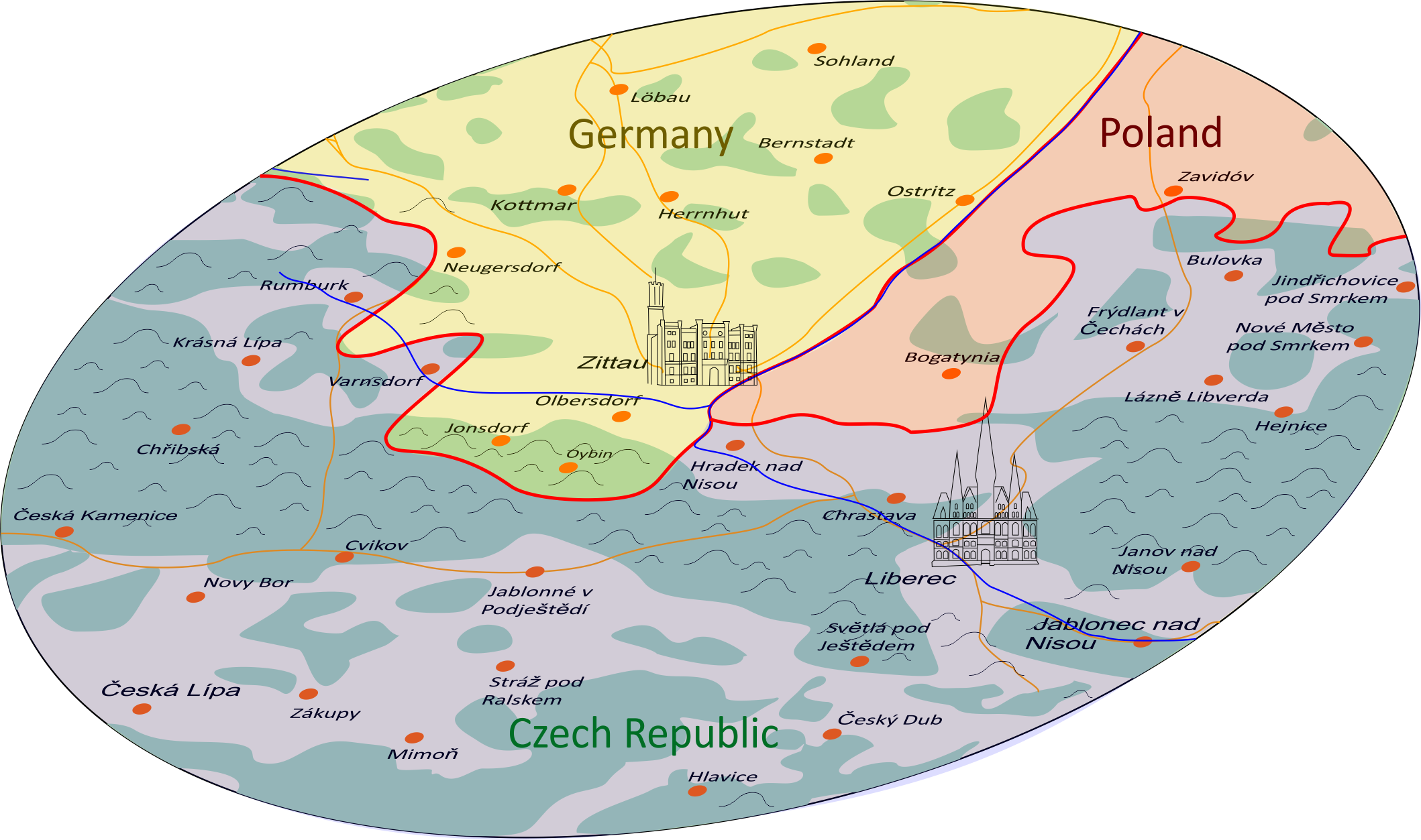 Zittau and its surroundings (radius 30 km) 