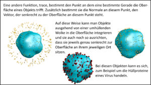 Die Funktion Trace: Objekte auf der Oberfläche großer Objekte positionieren und ausrichten.